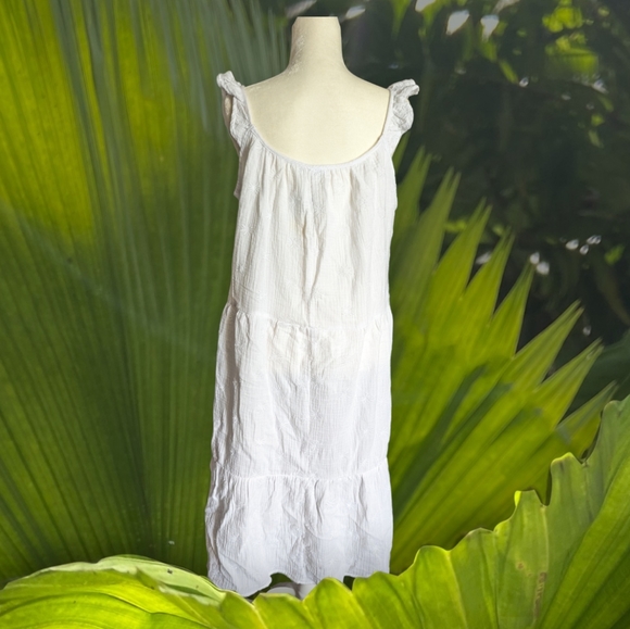 4our dreamers white cotton midi tiered summer dress size Medium M - Picture 2 of 7
